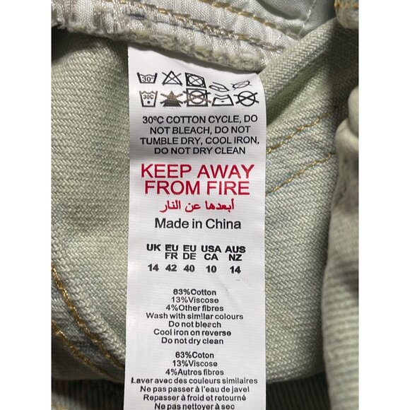 PrettyLittleThing Vintage Wash Split Hem Jeans Womens Size US 10 Green Tint - Picture 8 of 8